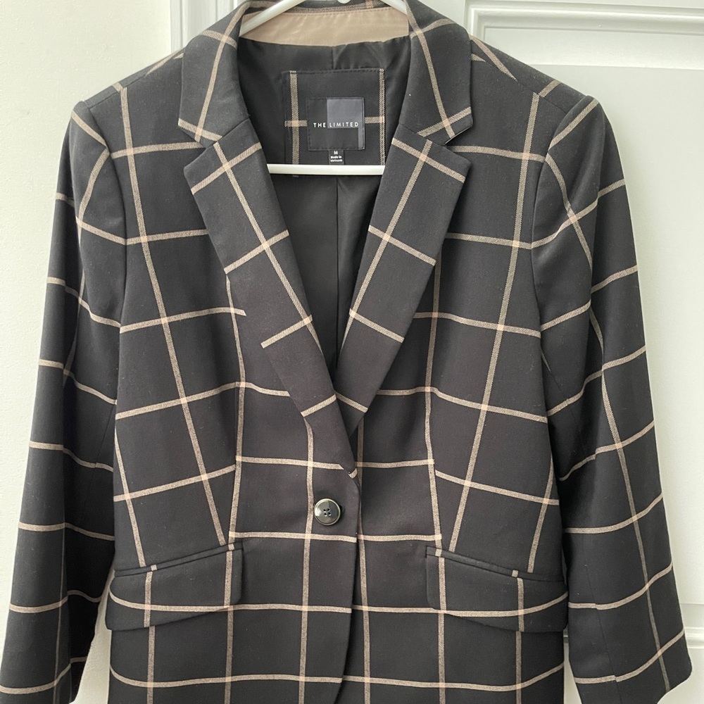 The Limited women’s suit jacket, Black with tan, medium